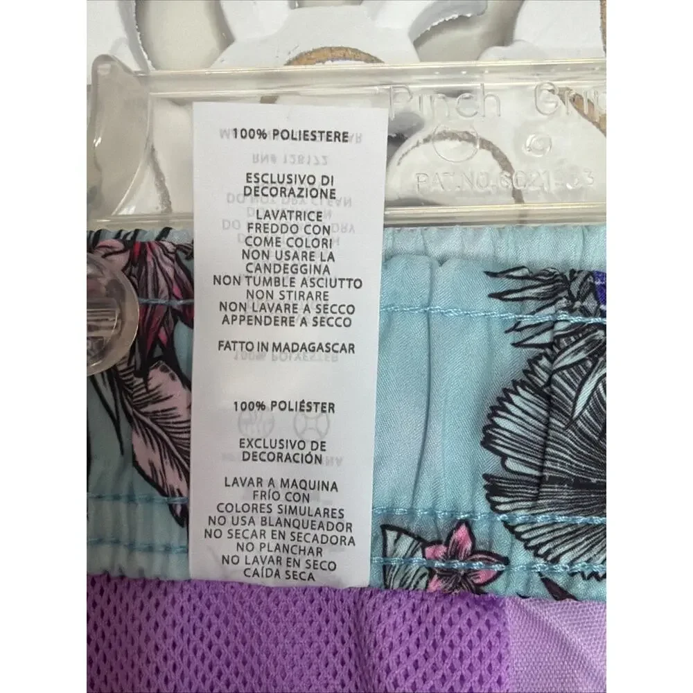 Psycho Tuna Tropical Birds Swim Trunks Men's Medium Aqua Parrot Beach Resort NWT